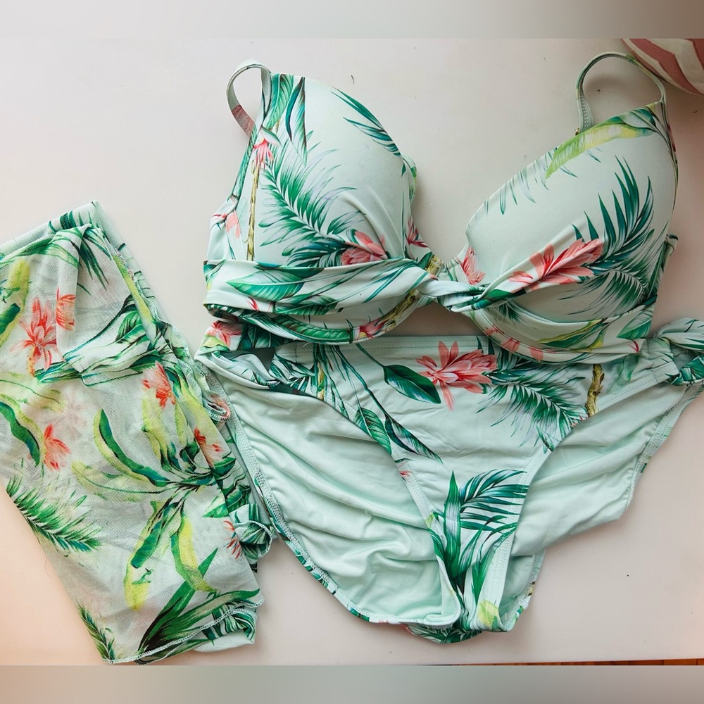 Aqua Tropical Leaf Bikini Set by La Vie en Rose